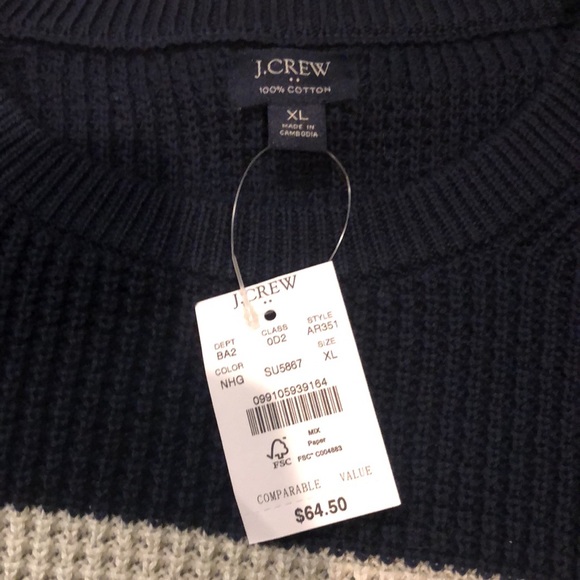 J Crew Navy/White Sweater - Picture 2 of 2